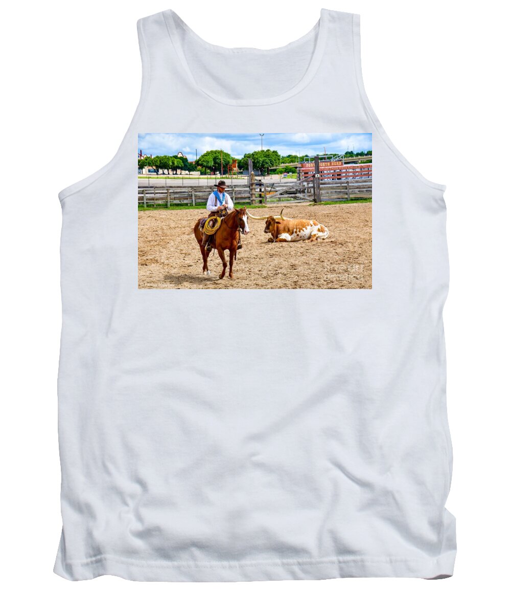 Fort Worth Tank Top featuring the photograph Cowboy Roundup by Diana Mary Sharpton