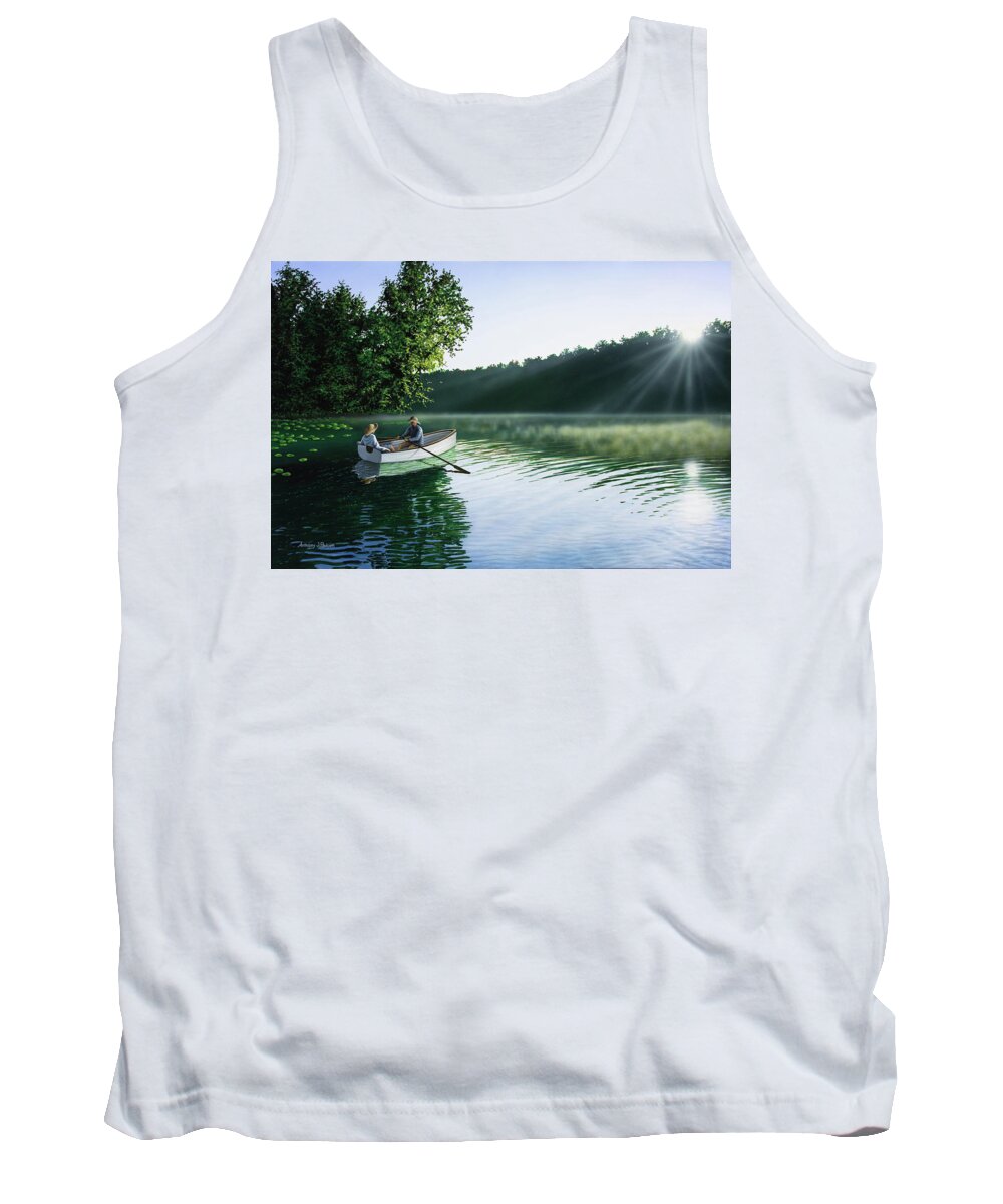 Landscape Tank Top featuring the painting Cruise for Two by Anthony J Padgett