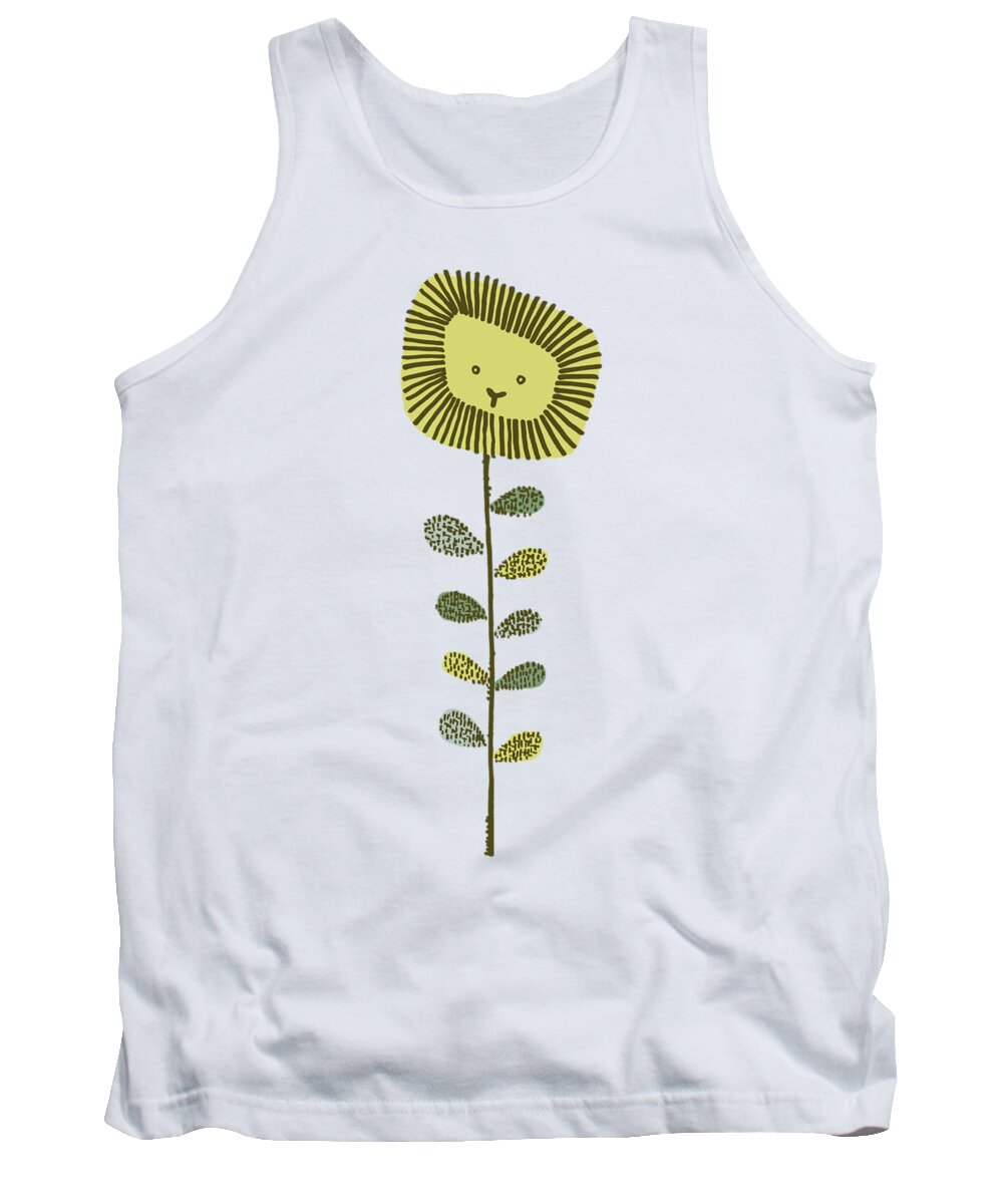 Lion Tank Top featuring the drawing Dandy by Eric Fan