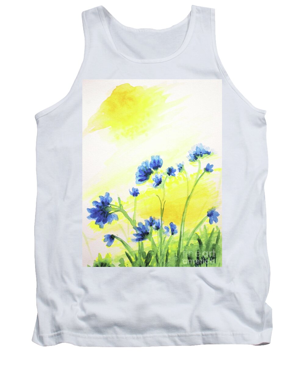 Blue Flowers Tank Top featuring the painting Daring Dream by Holly Carmichael