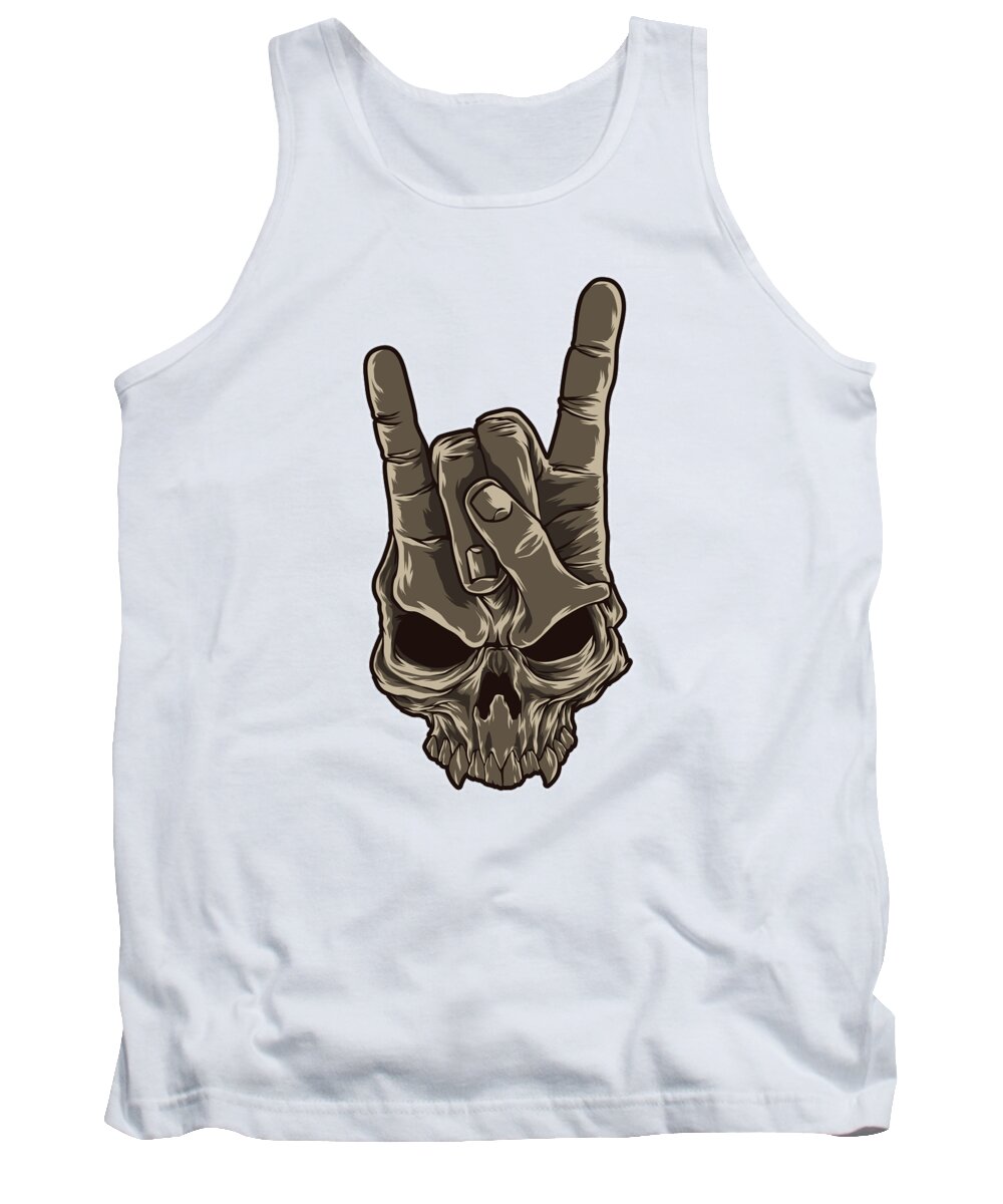 Music Tank Top featuring the digital art Devil Horns Sign Heavy Metal Hand Gesture Music by Mister Tee