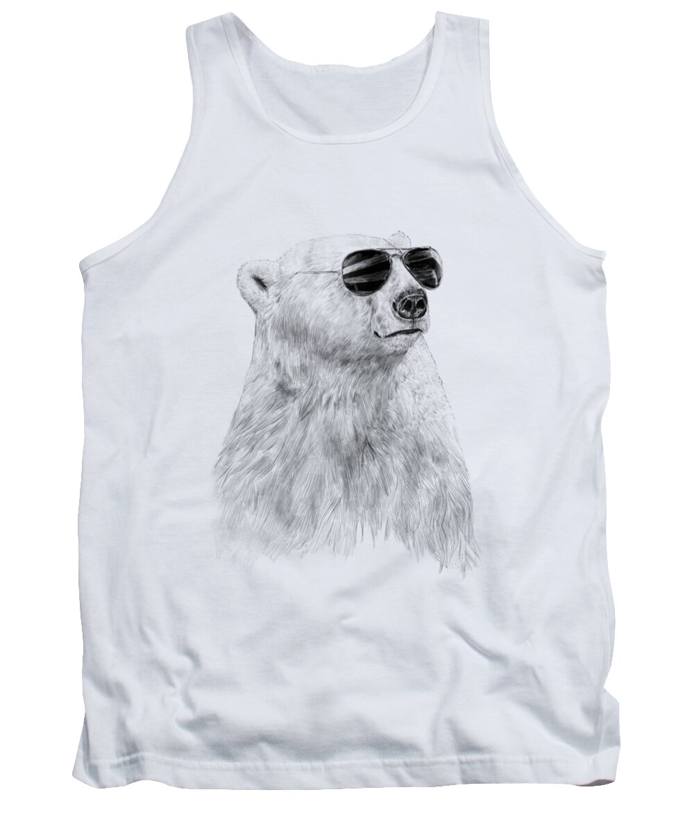 Polar Bear Tank Top featuring the drawing Don't let the sun go down by Balazs Solti