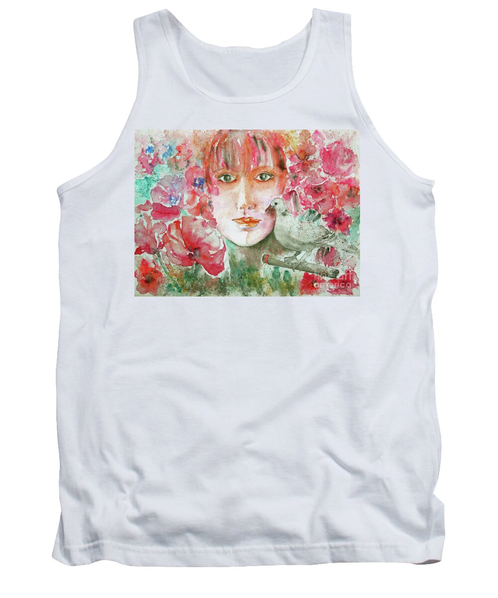 Dove Tank Top featuring the painting Dove by Jasna Dragun