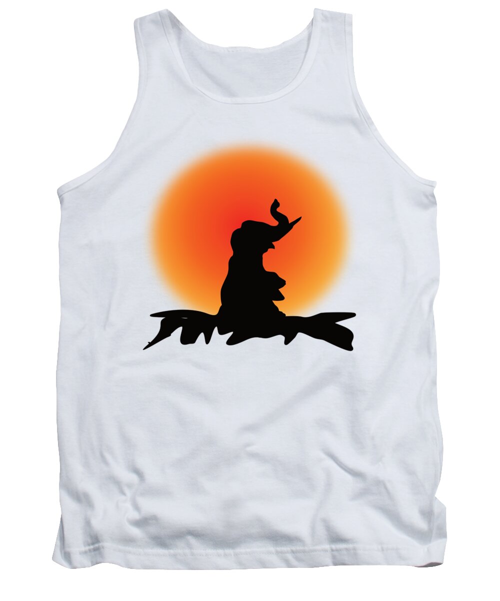 Elephant Tank Top featuring the digital art Elephant In The Sunset by Patricia Piotrak