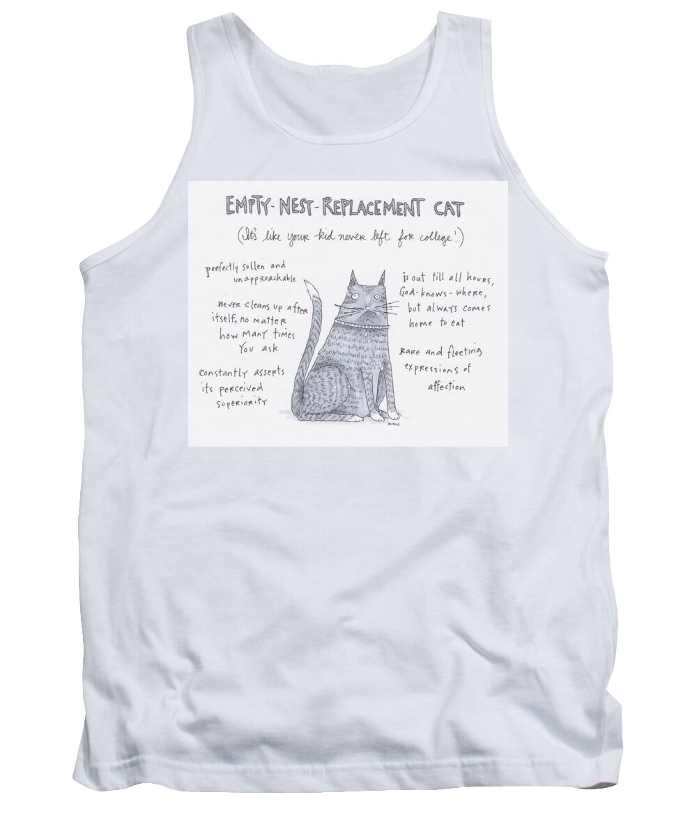 Captionless Tank Top featuring the drawing Empty Nest Replacement Cat by Teresa Burns Parkhurst