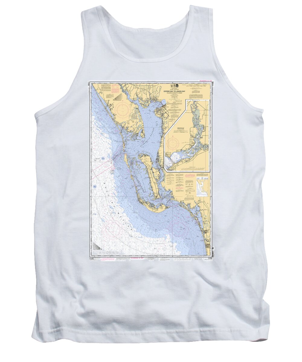 11426 Tank Top featuring the digital art Estero Bay to Lemon Bay, NOAA Chart 11426 by Nautical Chartworks