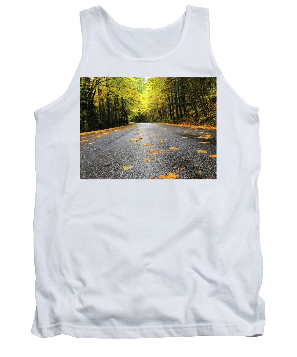 The Bright Yellows On The Fall Drive Were Stunning! Tank Top featuring the photograph Fall Drive by Brian Eberly
