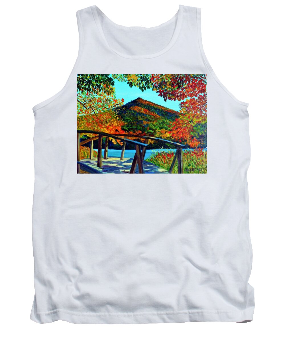 Peaks Of Otter Tank Top featuring the painting Fall - Peaks of Otter VA by Julie Brugh Riffey