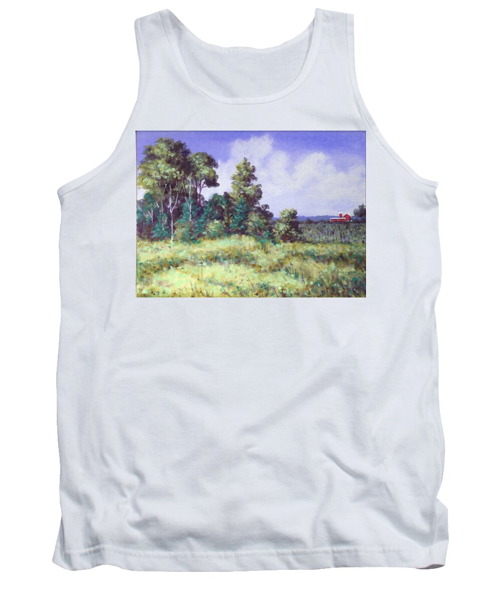 Trees Tank Top featuring the painting Farm Country Sketch by Richard De Wolfe