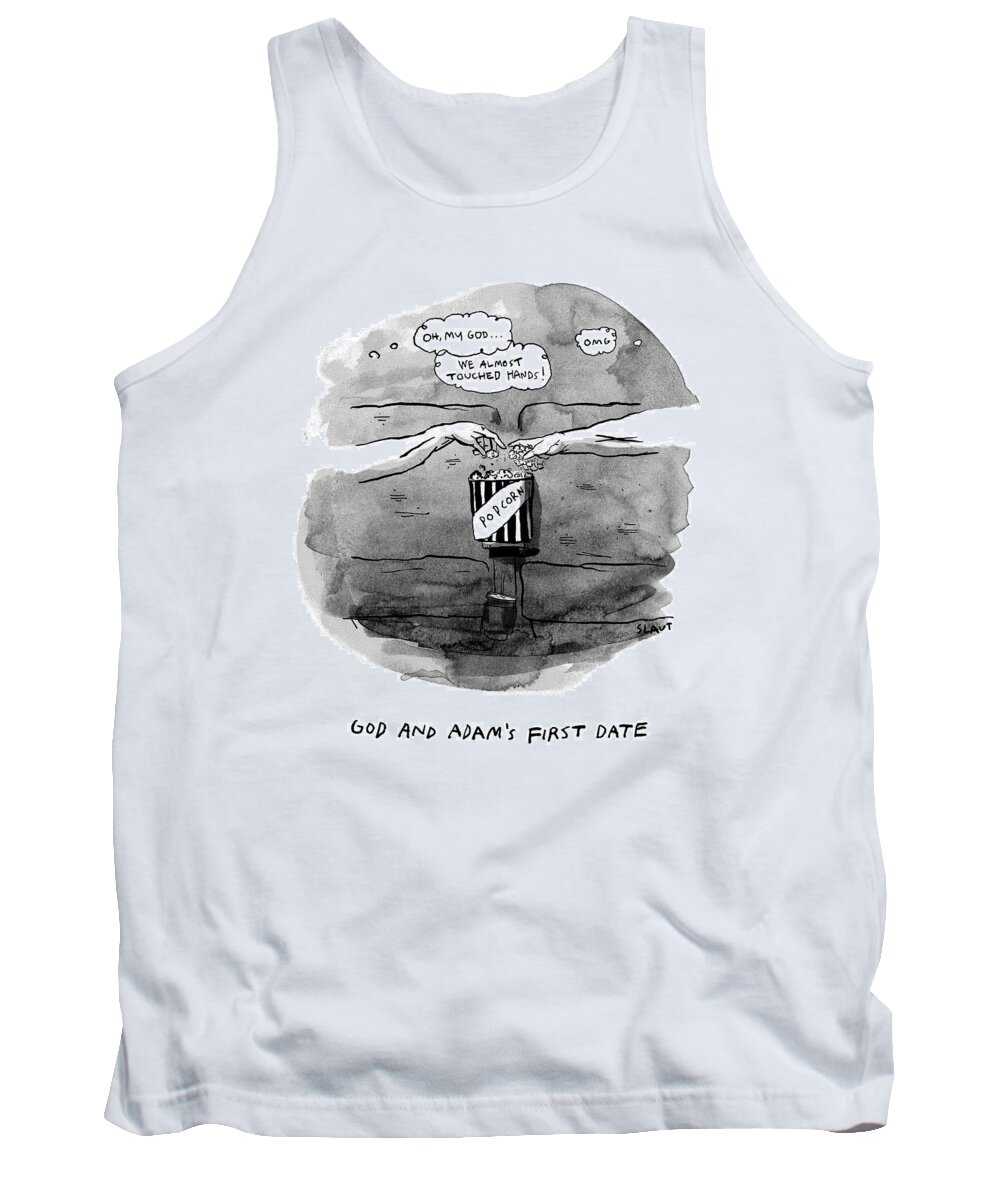  God And Adam's First Date Movie Theater Tank Top featuring the drawing First Date by Sara Lautman
