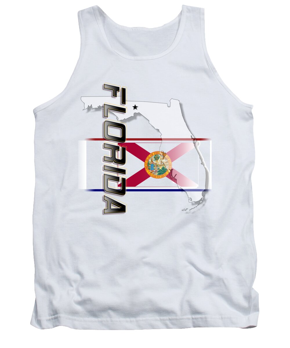 Florida Tank Top featuring the digital art Florida State Vertical Print by Rick Bartrand