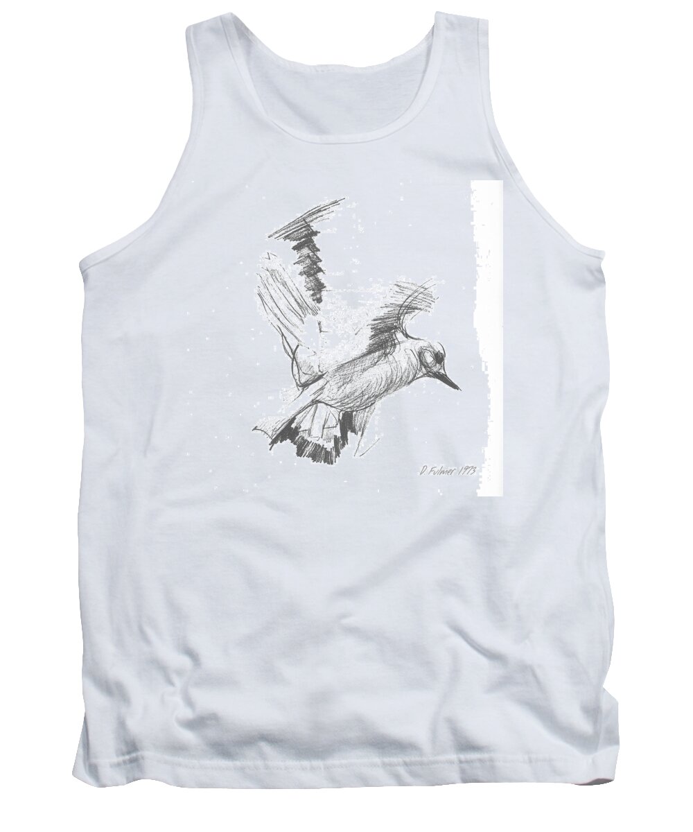 Bird Tank Top featuring the drawing Flying Bird Sketch by Denise F Fulmer