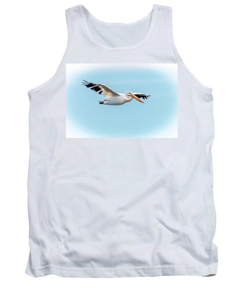 Pelican Tank Top featuring the photograph Flying White Pelican by David Wagenblatt