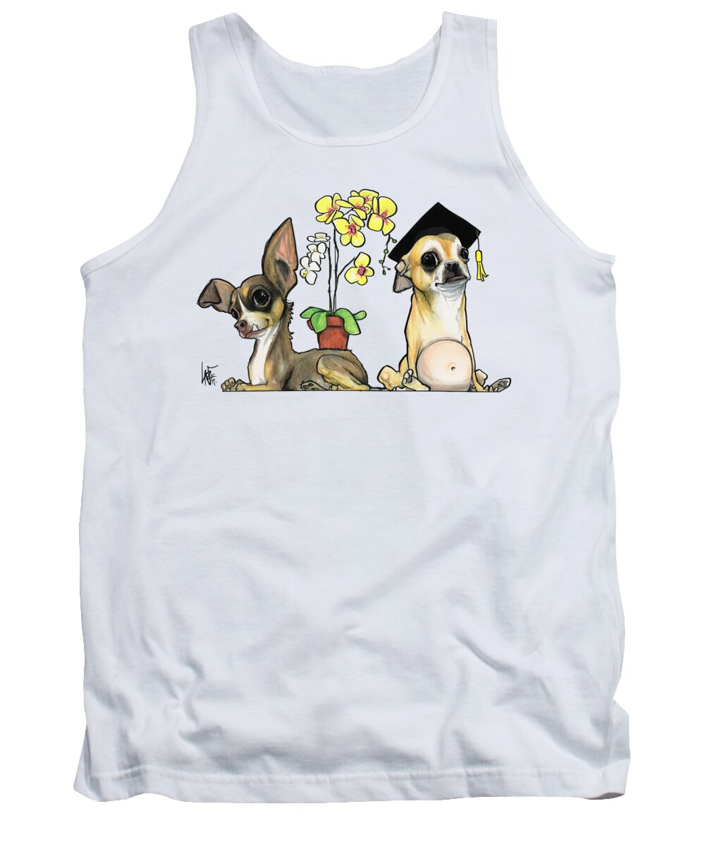 Fontanet Tank Top featuring the drawing Fontanet 5008 by Canine Caricatures By John LaFree