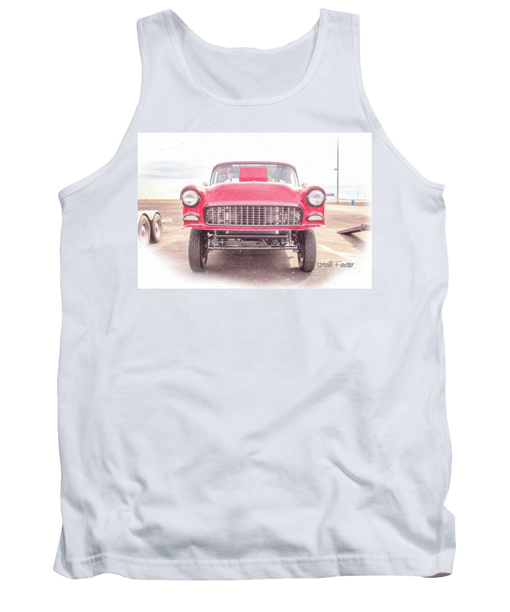 55 Tank Top featuring the drawing Gasser front by Darrell Foster