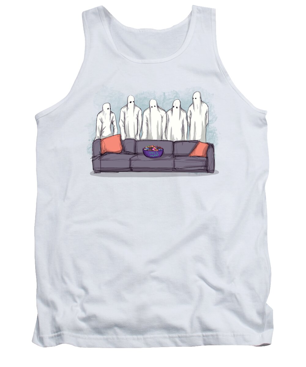 Meme Tank Top featuring the drawing Ghost Bang by Ludwig Van Bacon