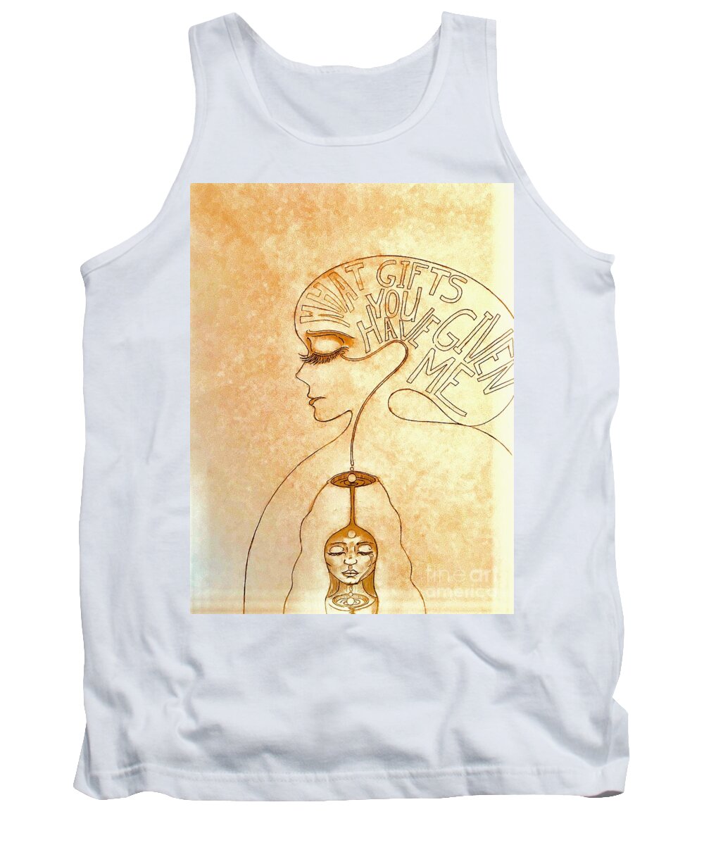  Tank Top featuring the drawing Gifts Of The Mind by Judy Henninger