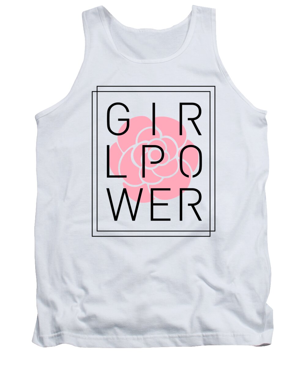 Girl Power Tank Top featuring the mixed media Girl Power - Classy, Minimal Typography 3 by Studio Grafiikka