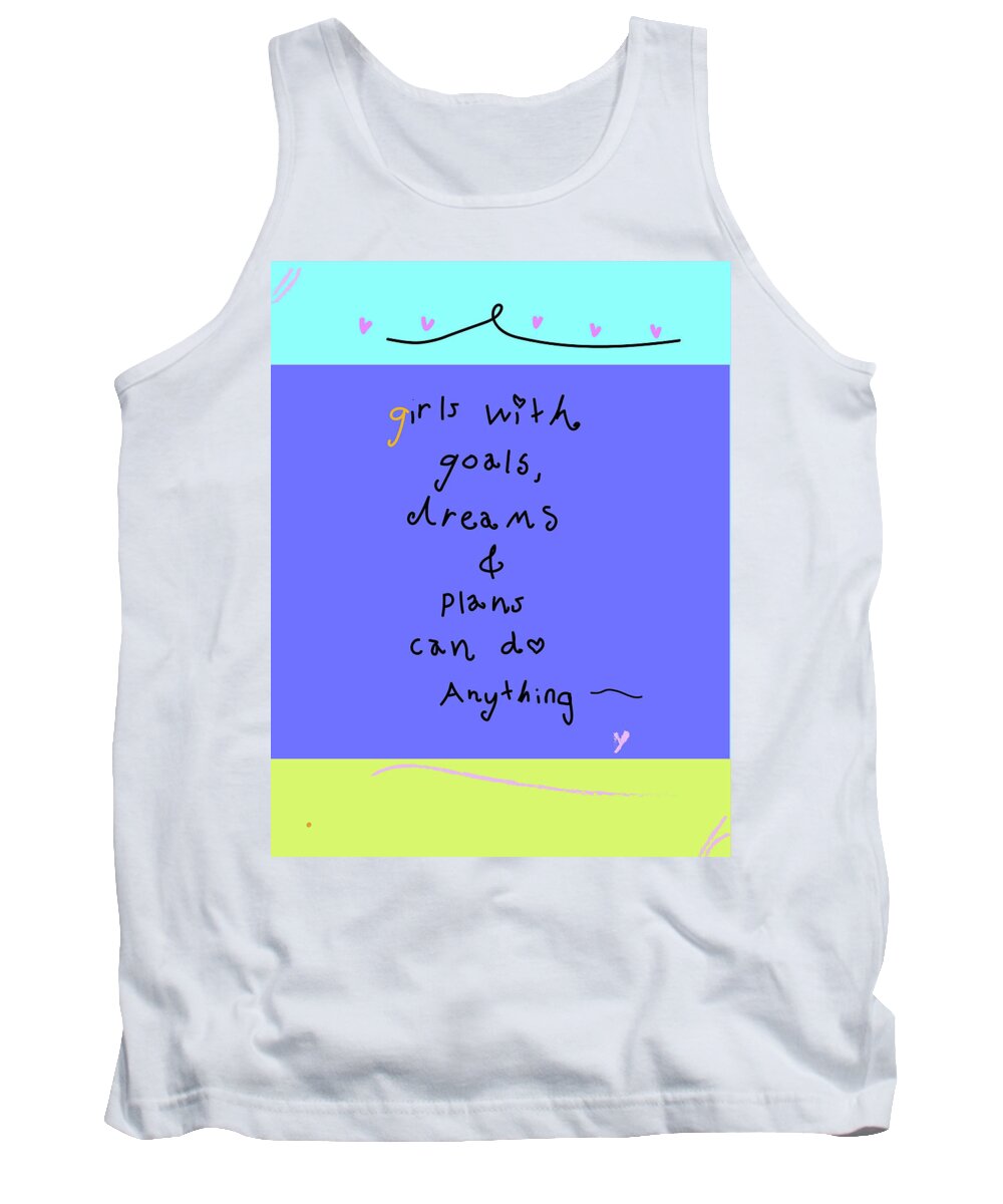 Girls Tank Top featuring the digital art Girls With Goals by Ashley Rice