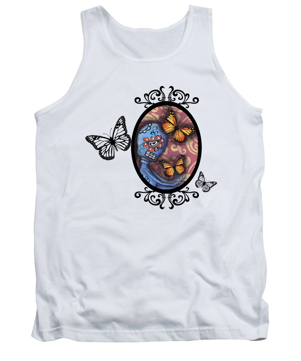 Day Of The Dead Tank Top featuring the photograph Gothic Frame Sugar Skull by Abril Andrade
