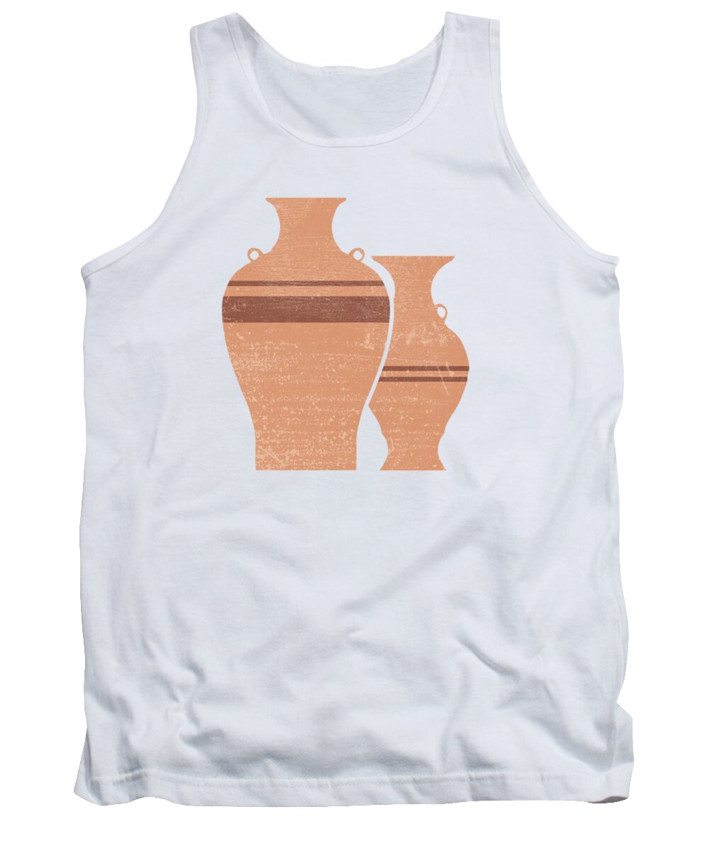 Abstract Tank Top featuring the mixed media Greek Pottery 22 - Hydria - Terracotta Series - Modern, Contemporary, Minimal Abstract - Light Brown by Studio Grafiikka