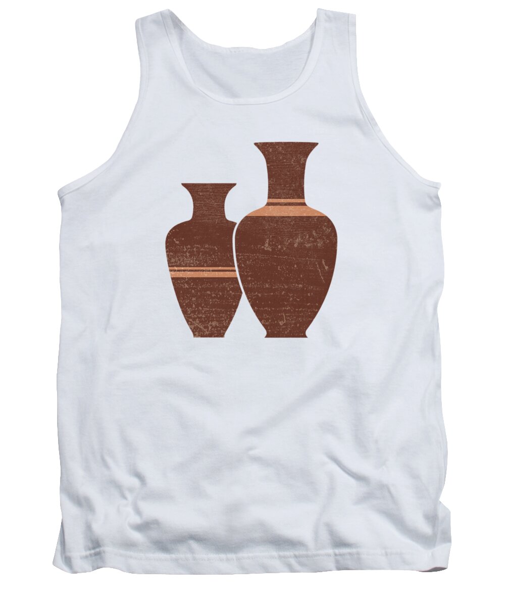 Abstract Tank Top featuring the mixed media Greek Pottery 23 - Hydria - Terracotta Series - Modern, Contemporary, Minimal Abstract - Burnt Umber by Studio Grafiikka