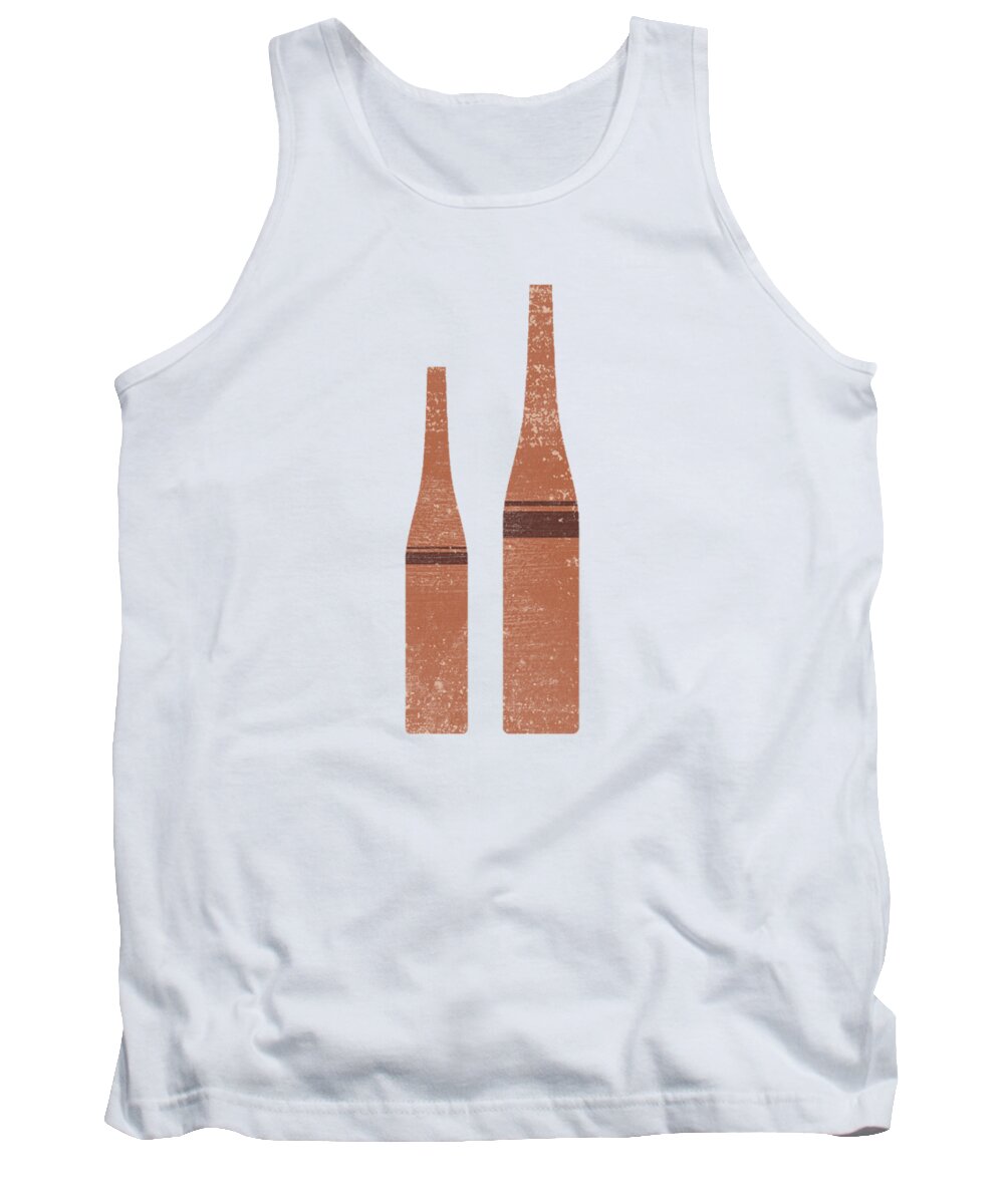 Abstract Tank Top featuring the mixed media Greek Pottery 28 - Tall Vases - Terracotta Series - Modern, Contemporary, Minimal Abstract - Brown by Studio Grafiikka