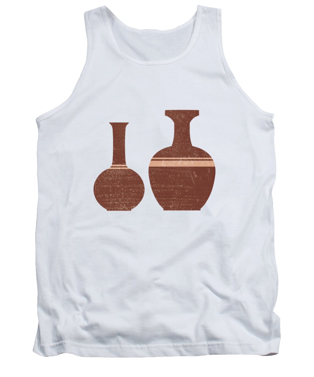 Abstract Tank Top featuring the mixed media Greek Pottery 32 - Hydria - Terracotta Series - Modern, Contemporary, Minimal Abstract - Burnt Umber by Studio Grafiikka