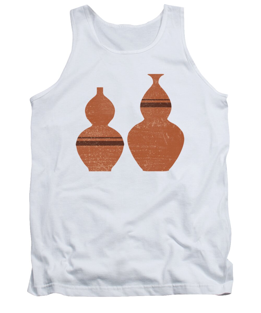 Abstract Tank Top featuring the mixed media Greek Pottery 33 - Double Bubble Vase - Terracotta Series - Modern, Contemporary, Minimal Abstract by Studio Grafiikka