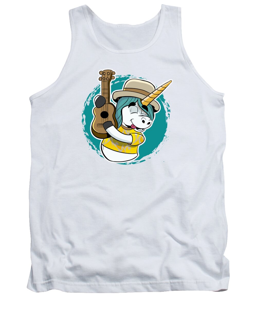 Mythical Creature Tank Top featuring the digital art Guitar Unicorn Guitarist Musician Magic Horse by Mister Tee