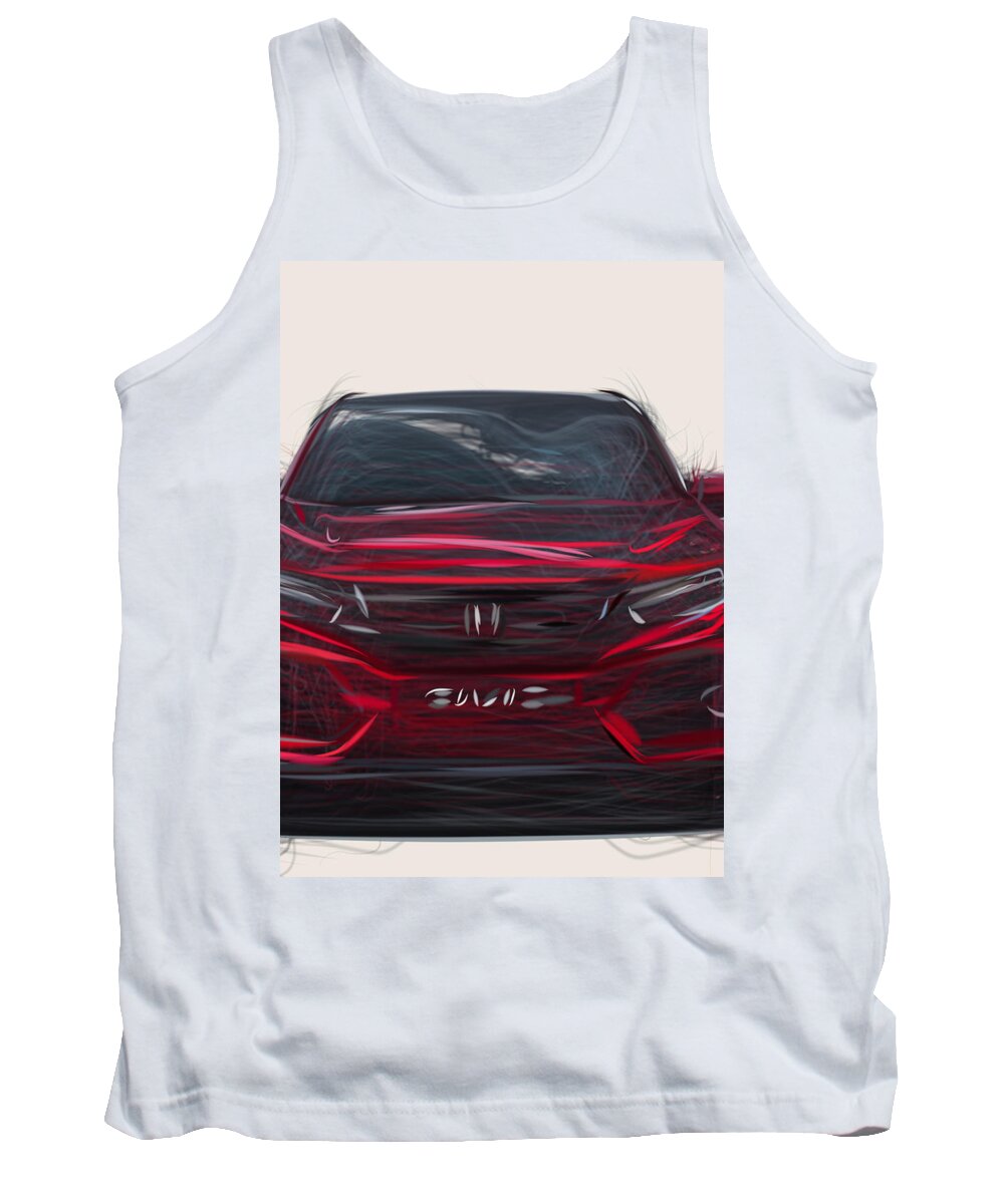 Honda Tank Top featuring the digital art Honda Civic Hatchback Drawing by CarsToon Concept