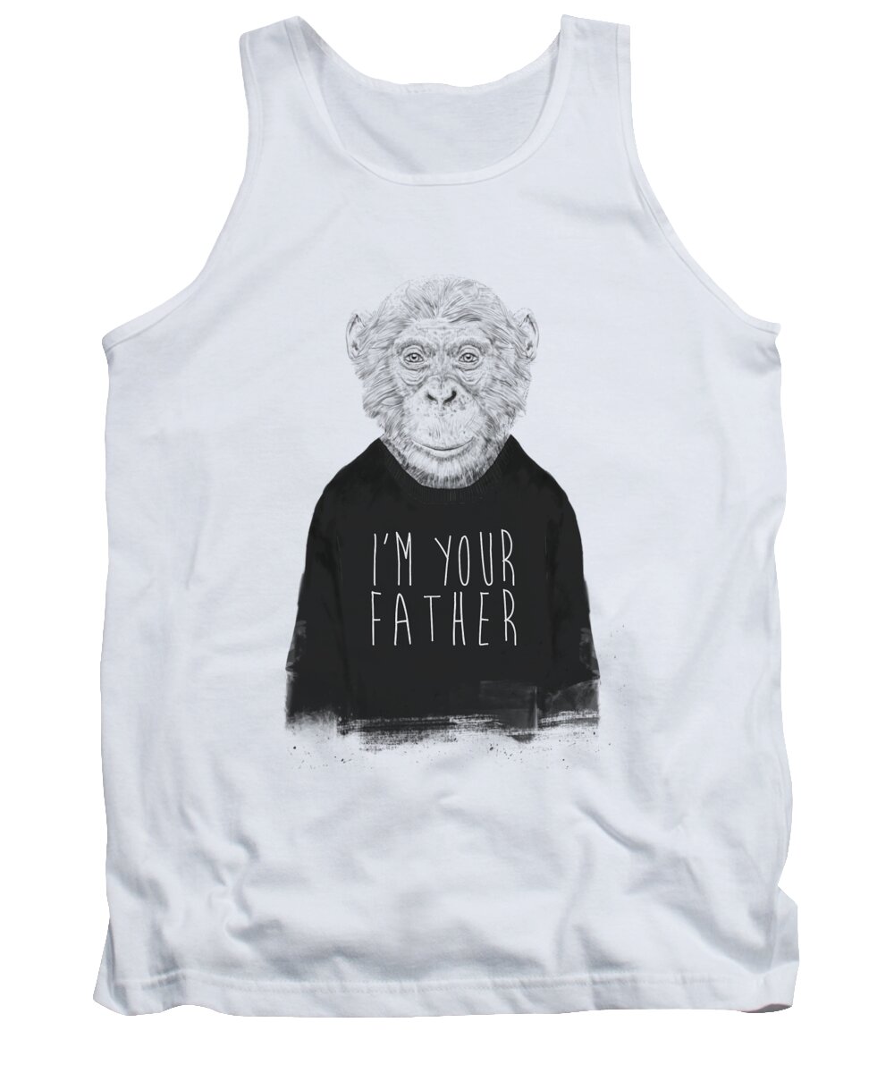 Monkey Tank Top featuring the mixed media I'm your father by Balazs Solti