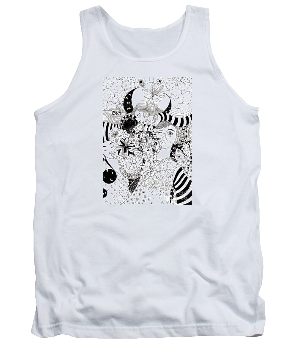 In Light And Dark By Helena Tiainen Tank Top featuring the drawing In Light And Dark by Helena Tiainen