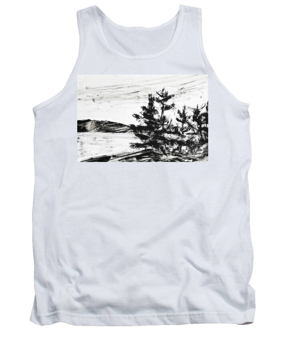 India Ink Tank Top featuring the painting Ink Prochade 7 by Petra Burgmann