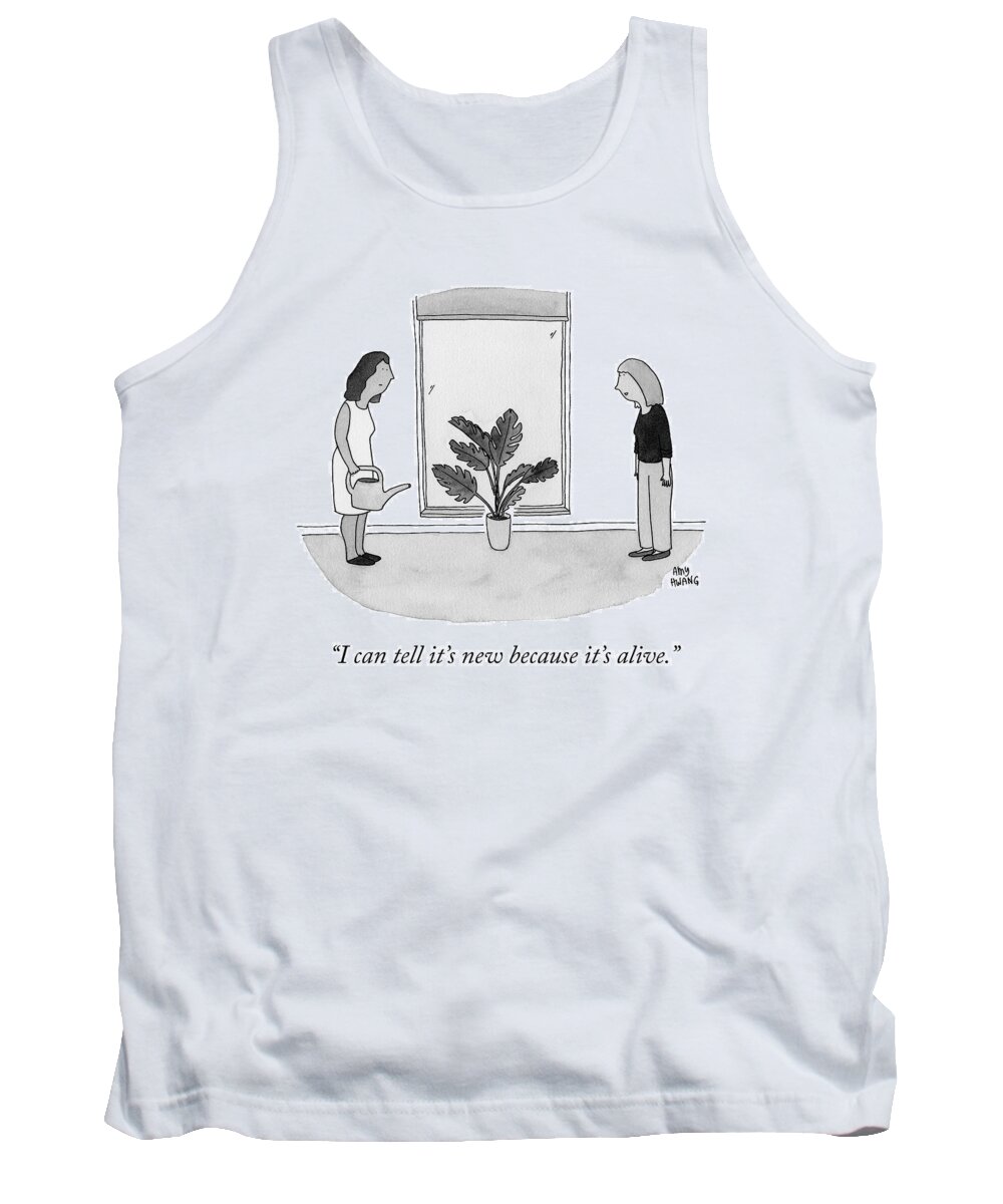 i Can Tell It's New Because It's Alive. Plant Tank Top featuring the drawing It's Alive by Amy Hwang