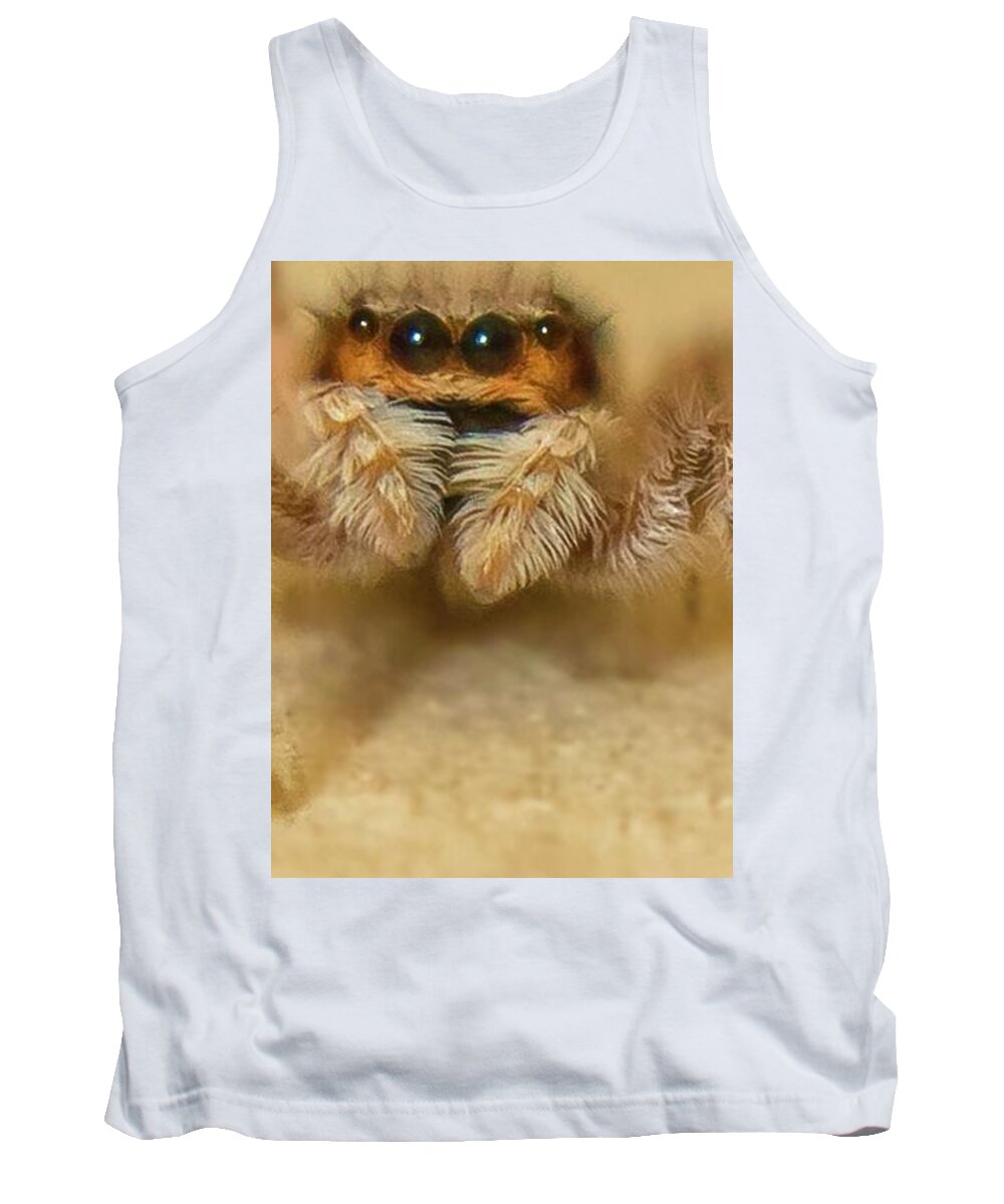 Spider Tank Top featuring the photograph Jumping Spider by Larry Linton