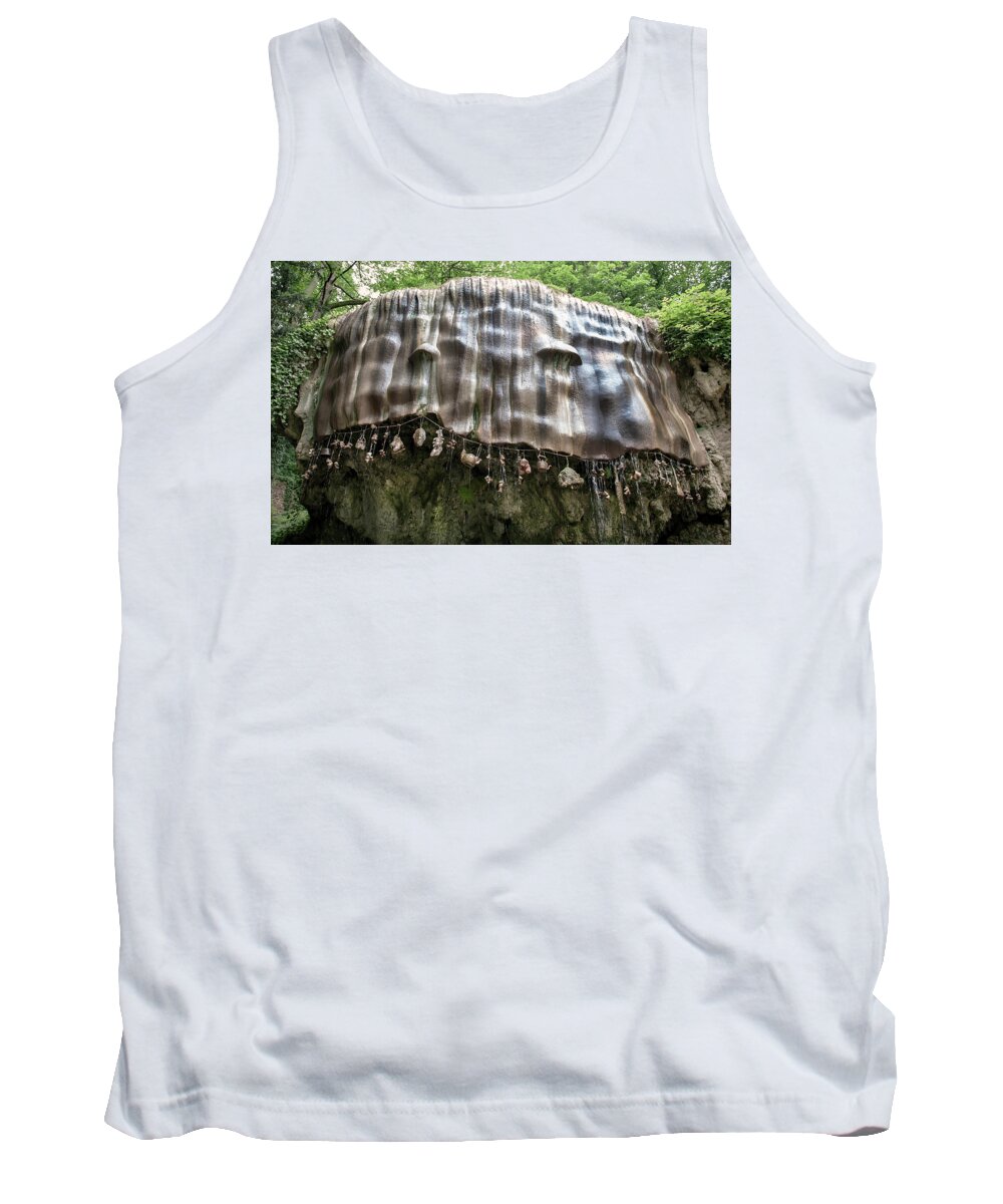 Mother Shipton's Cave Tank Top featuring the photograph Knaresborough, stone waterfall by Gouzel -