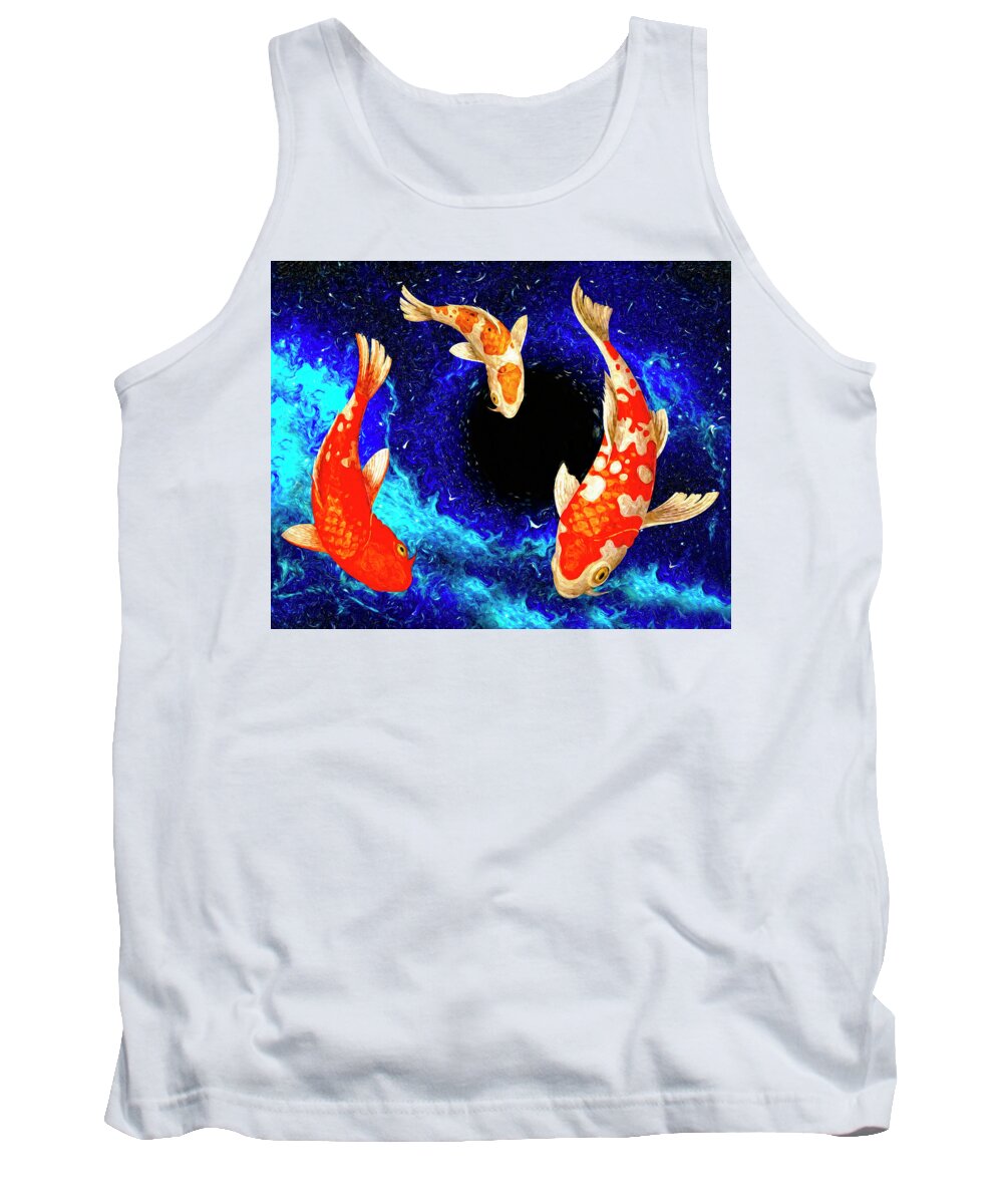 Koi Tank Top featuring the digital art KOI Parallel Universe by Sandra Selle Rodriguez