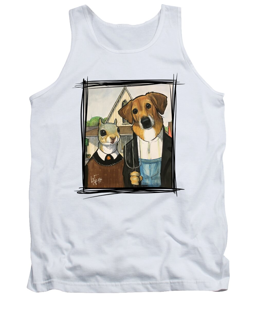 Landeche Tank Top featuring the drawing Landeche 4963 by Canine Caricatures By John LaFree