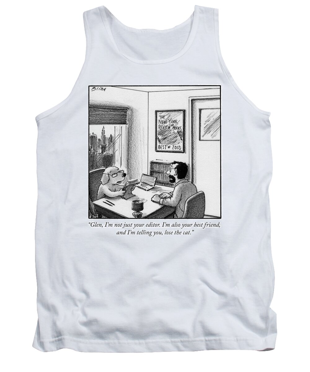 glen Tank Top featuring the drawing Lose the cat by Harry Bliss