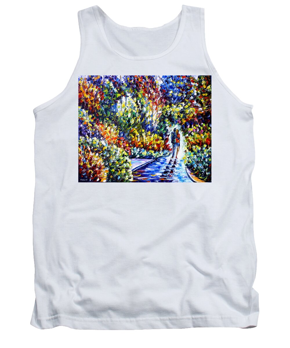 Landscape Painting Tank Top featuring the painting Lovers In The Garden by Mirek Kuzniar