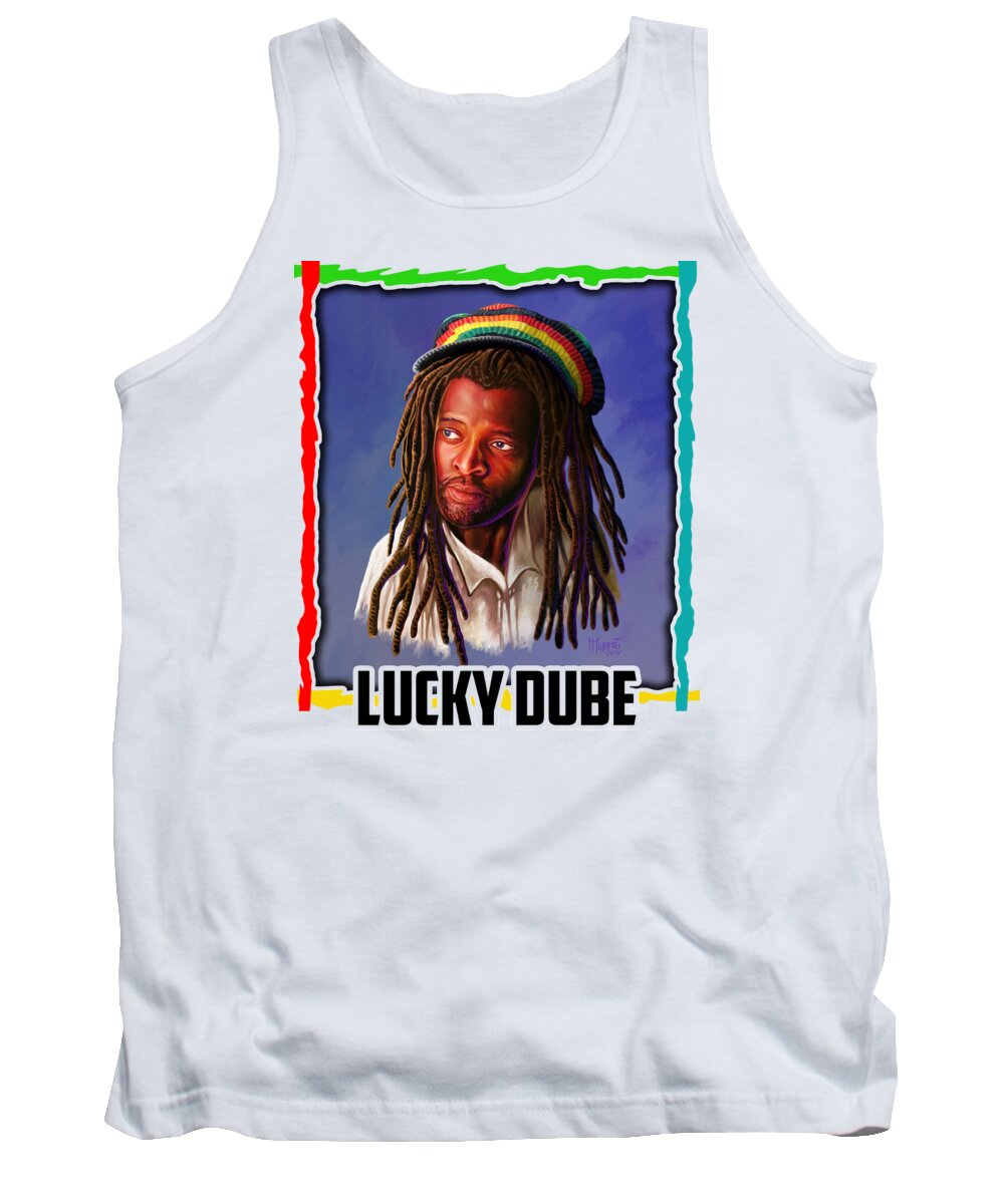 Reggae Tank Top featuring the painting Lucky Dube by Anthony Mwangi