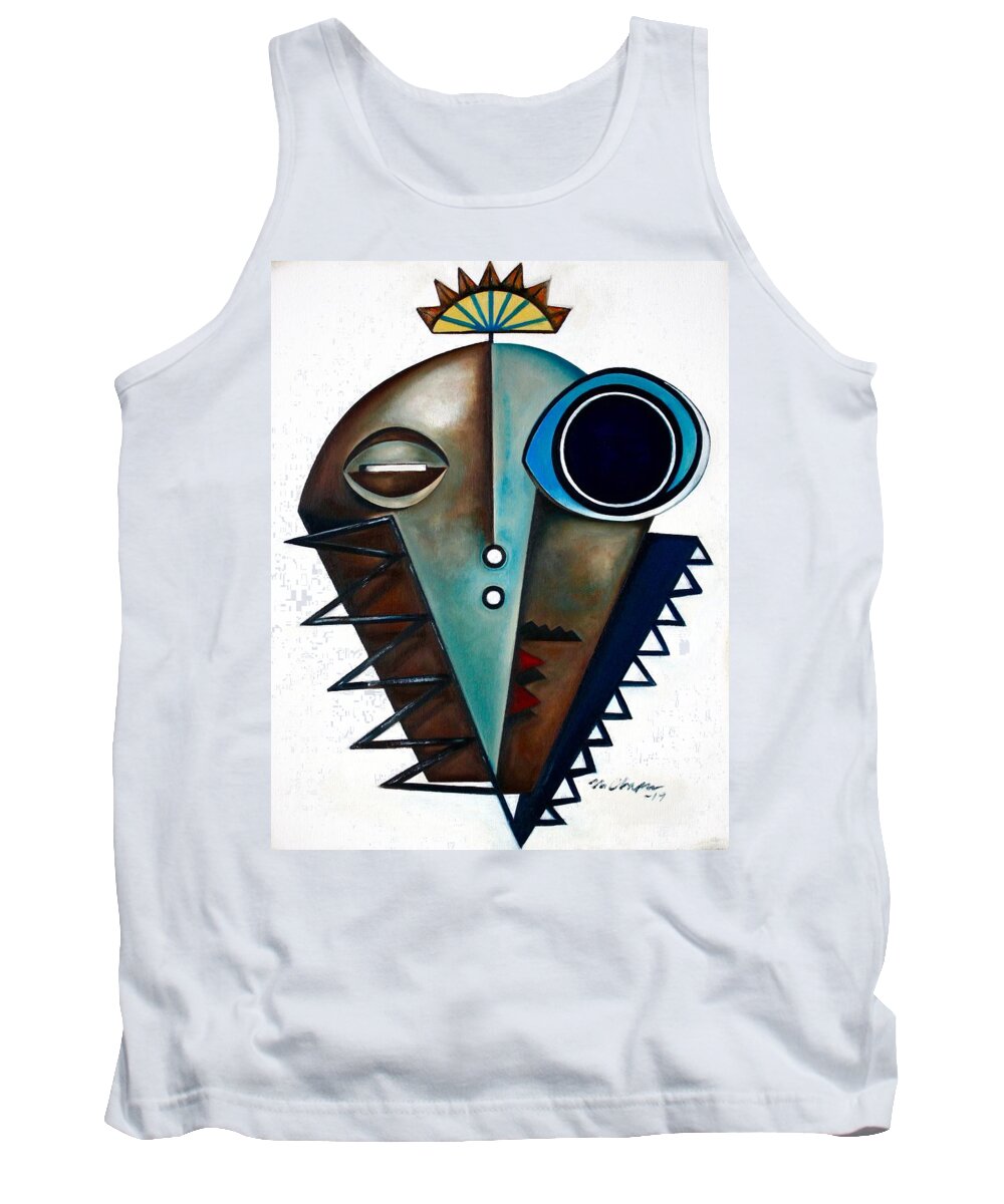 Jazz Tank Top featuring the painting Mask / Modern Saxophonist by Martel Chapman