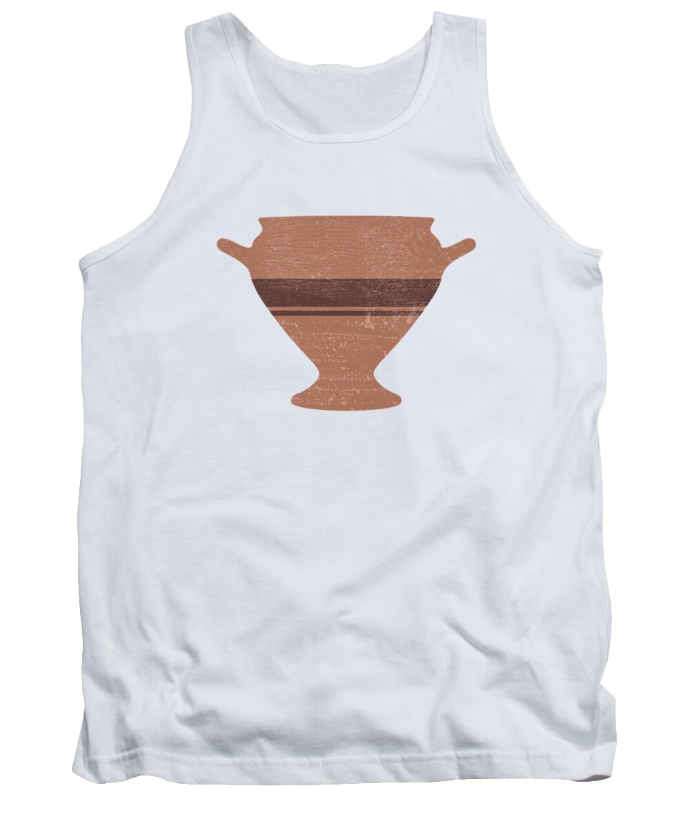 Abstract Tank Top featuring the mixed media Minimal Abstract Greek Vase 15 - Bell Krater - Terracotta Series - Modern, Contemporary Print by Studio Grafiikka