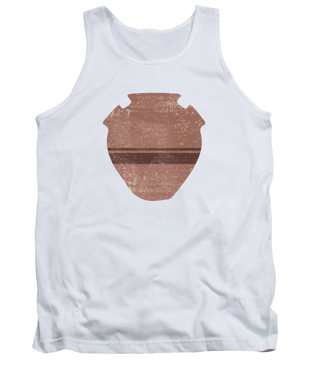 Abstract Tank Top featuring the mixed media Minimal Abstract Greek Vase 19 - Psykter - Terracotta Series - Modern, Contemporary Print - Brown by Studio Grafiikka