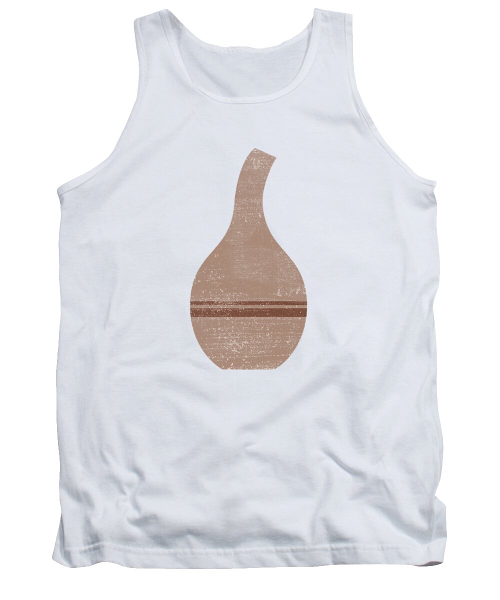 Abstract Tank Top featuring the mixed media Minimal Abstract Greek Vase 4 - Terracotta Series - Modern, Contemporary Print - Sepia, Tan, Brown by Studio Grafiikka