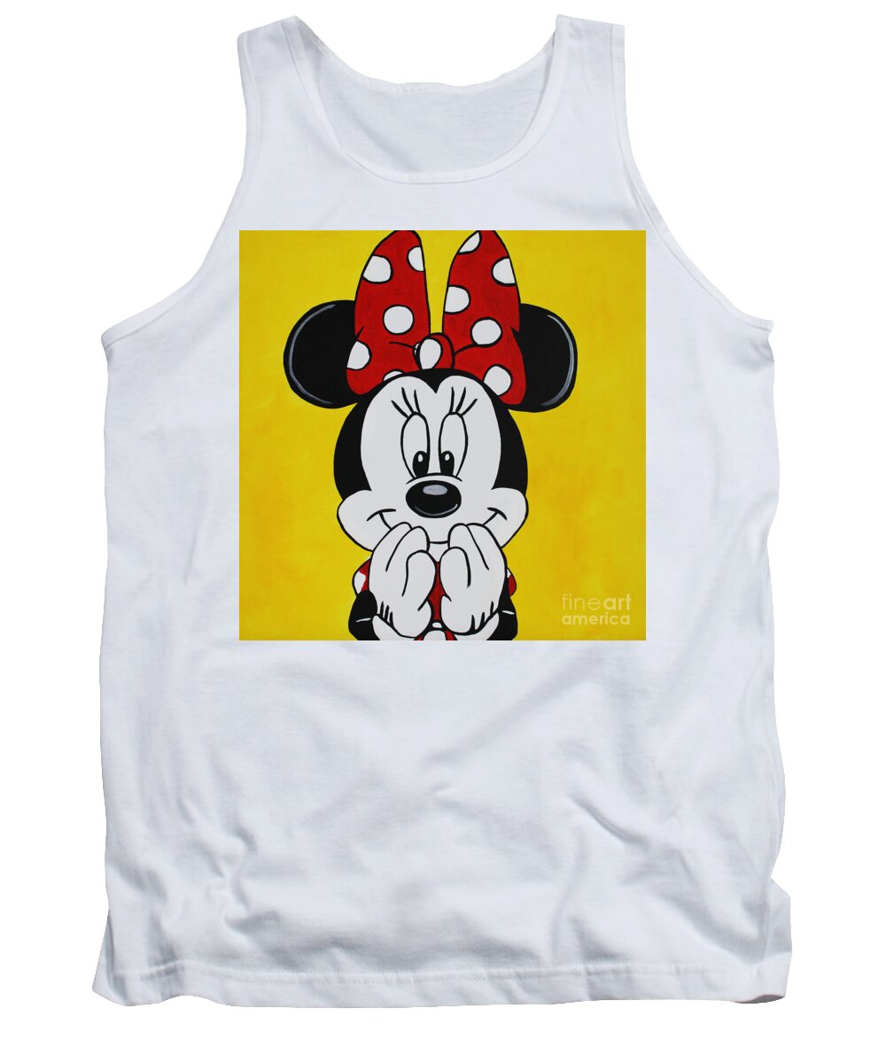 Minnie Mouse Painting Tank Top featuring the painting MINNIE MOUSE Yellow by Kathleen Artist PRO