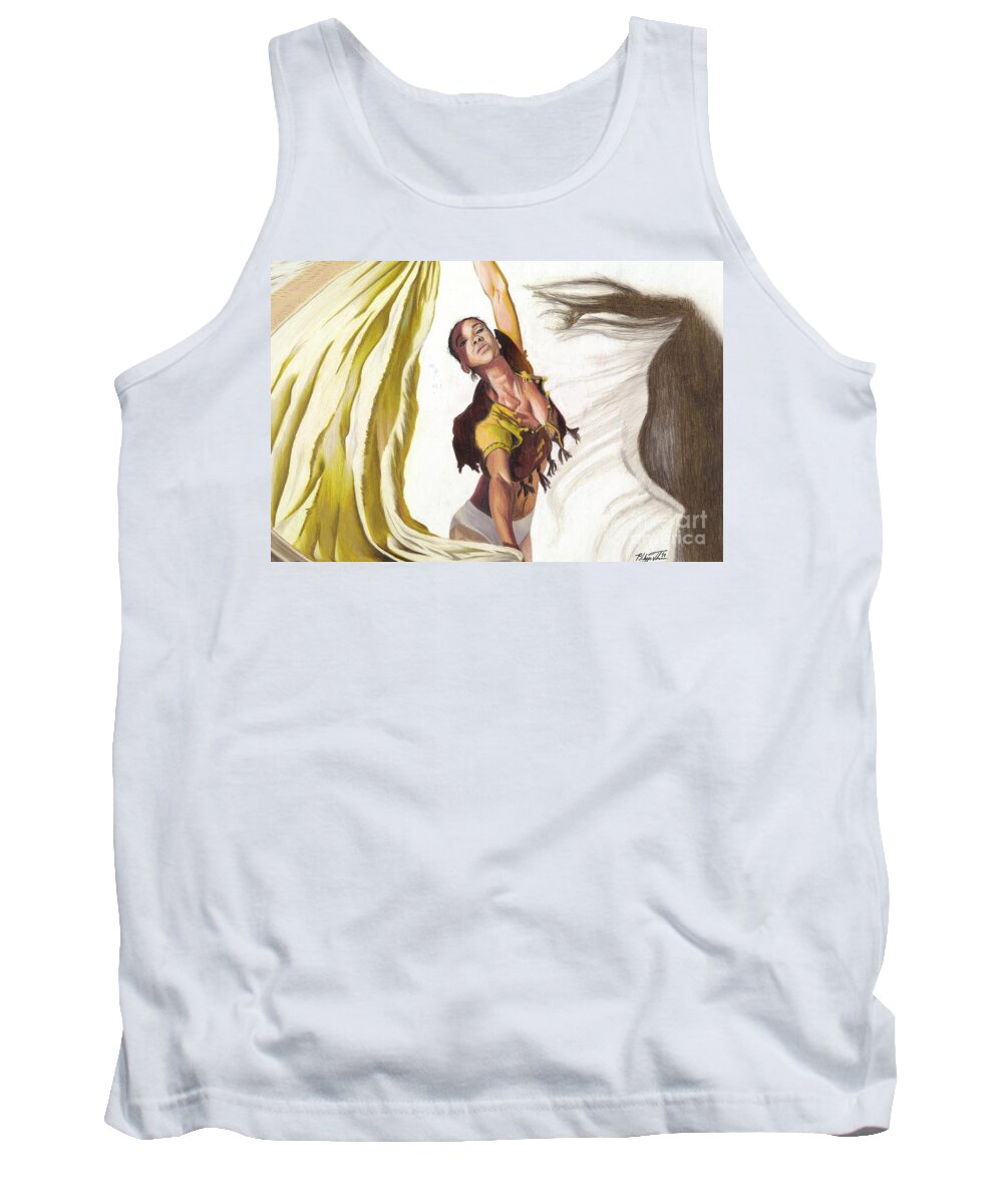 Misty Tank Top featuring the drawing Misty Copeland 2 by Philippe Thomas
