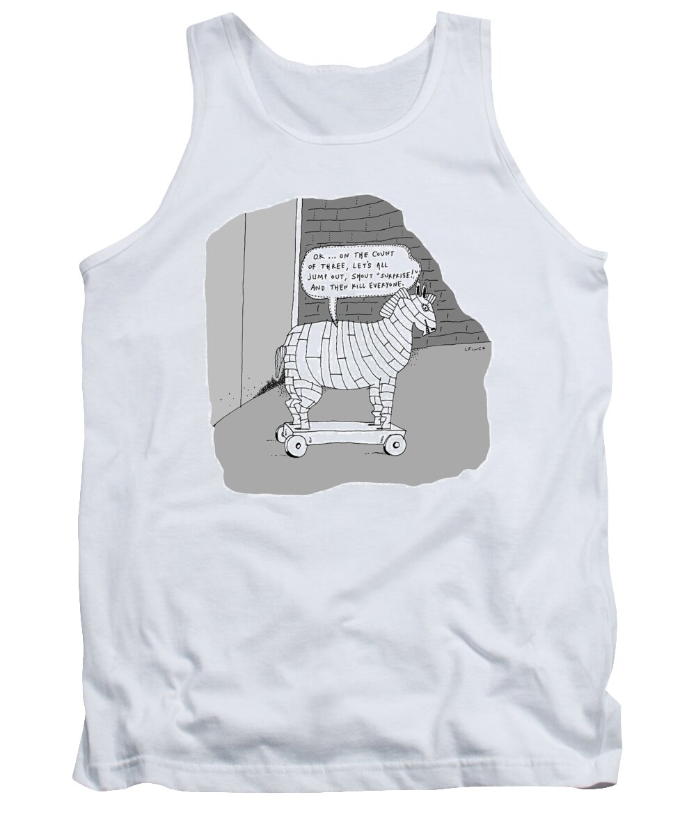 Captionless Tank Top featuring the drawing On the Count of Three by Liana Finck