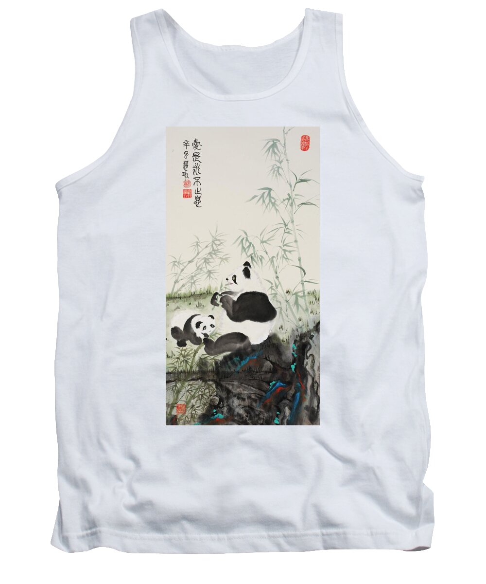 Chinese Watercolor Tank Top featuring the painting Mother Love Forever by Jenny Sanders